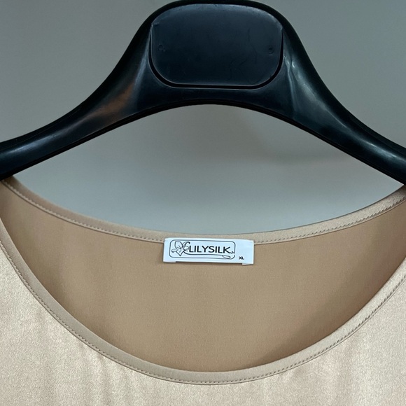 Basic Cap Sleeves Silk Camel Tee Elegant Formal Evening Wedding Party Blouse XL - Picture 10 of 14